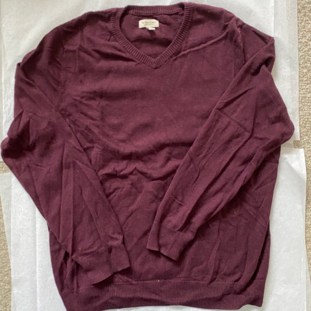 🔴burgundy v-neck sweater🔴